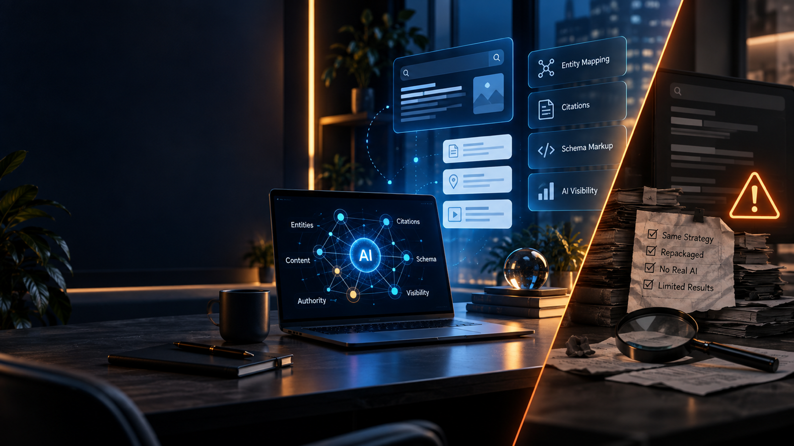 Framework for evaluating an AI SEO agency proposal against an existing SEO retainer